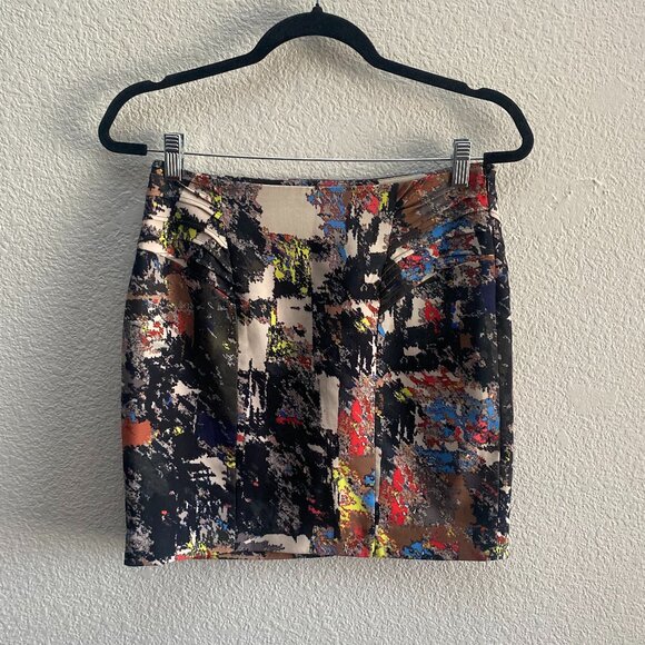 Givenchy Paris Mini Skirt Pencil Skirt Abstract Side Zip Medium 17" Length - Picture 1 of 5